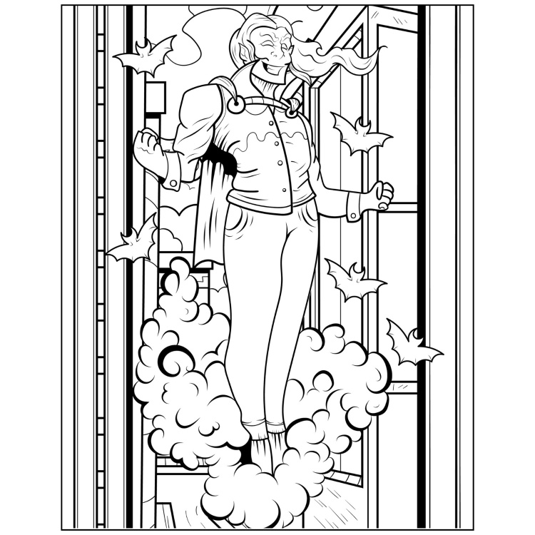 Vampire Fangs and Fantasy Colouring Book