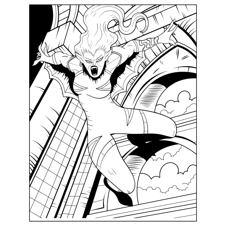 Vampire Fangs and Fantasy Colouring Book