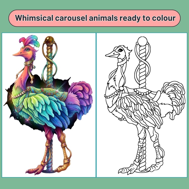 Carousel Animal Colouring Pages
