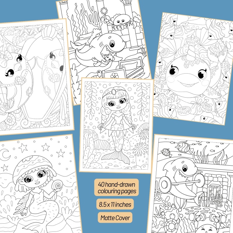 Narwhal Mermaids & Sharks: 40 Fun Colouring Pages of Ocean Adventures and Sea Creatures for Kids