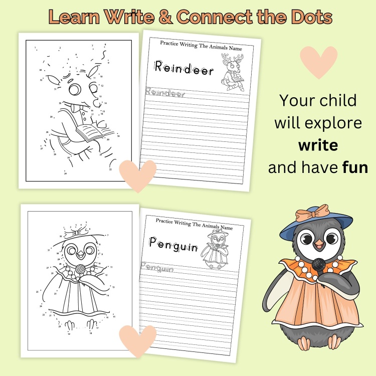 2-in-1 Practice Writing & Dot to Dot Activity Book