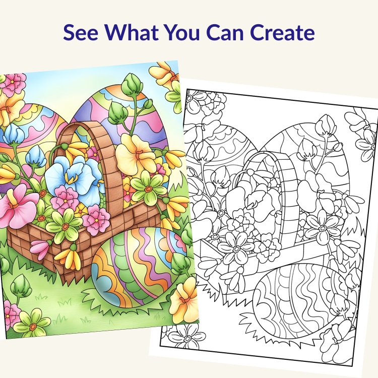 Easter Eggs and Flowers Colouring Book For Adults and Teens