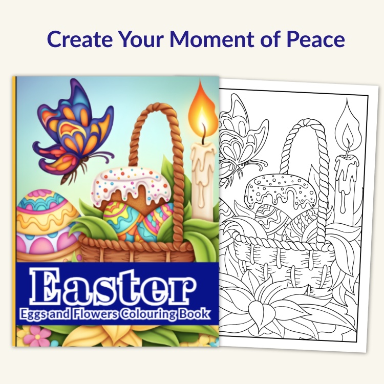 Easter Eggs and Flowers Colouring Book