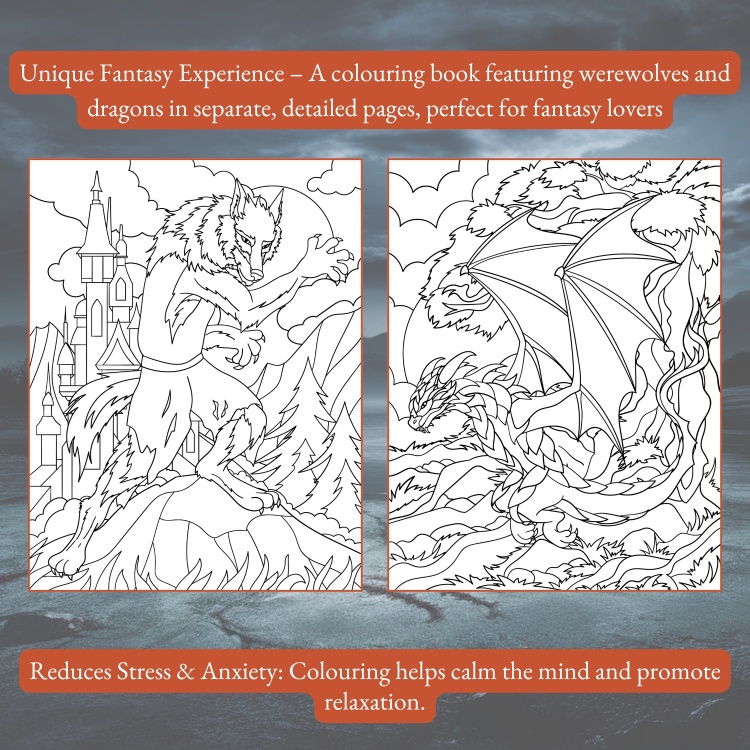 Werewolves vs Dragons Colouring Book
