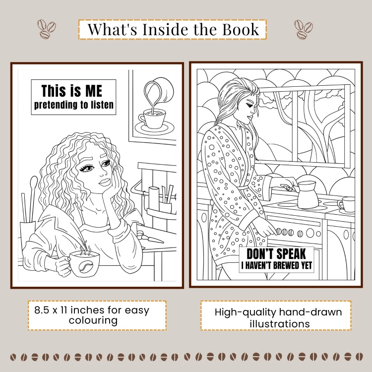 Coffee and Quotes Colouring Book For Adults