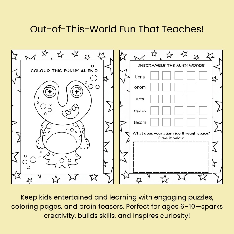 Sill Alien Activity Book For Kids Ages 6-10