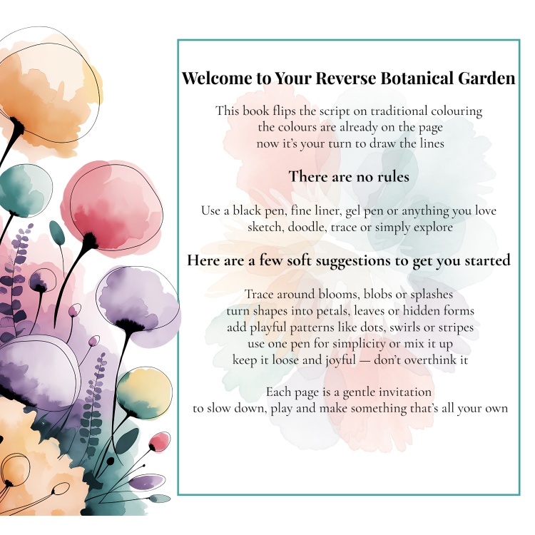 Reverse Botanical Garden Colouring Book