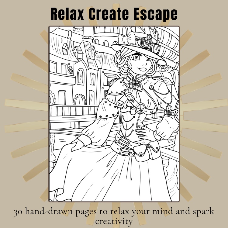Steampunk Realm: Masters of Gear and Steam Coloring Book