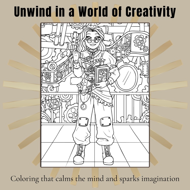 Steampunk Realm: Masters of Gear and Steam Coloring Book