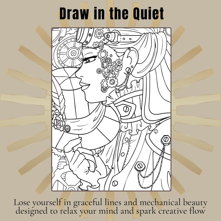 Steampunk Realm: Masters of Gear and Steam Coloring Book