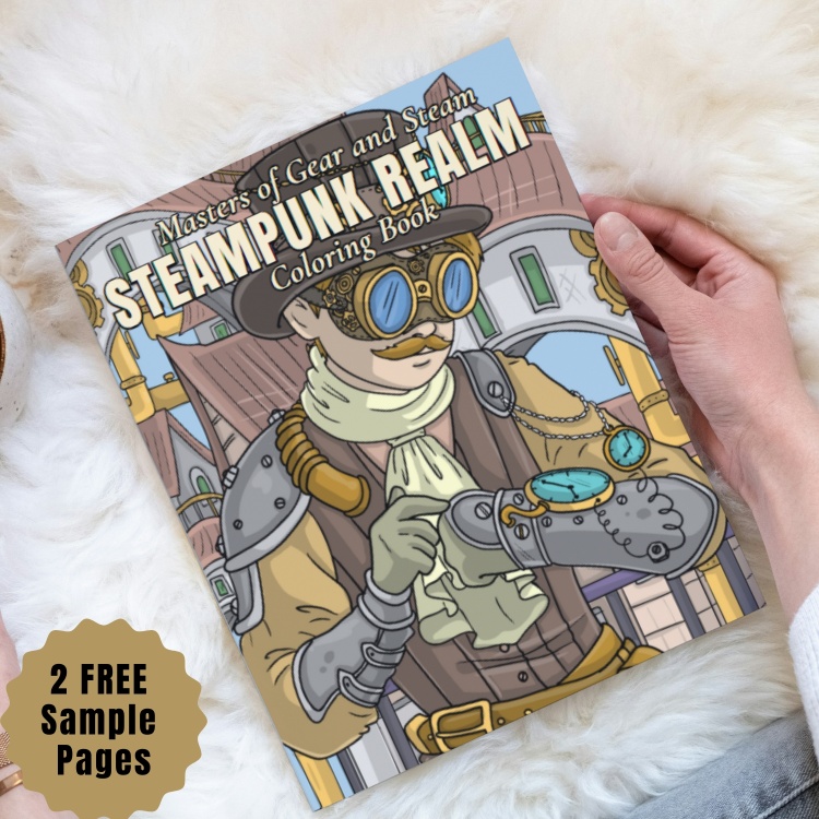Steampunk Realm: Masters of Gear and Steam Coloring Book