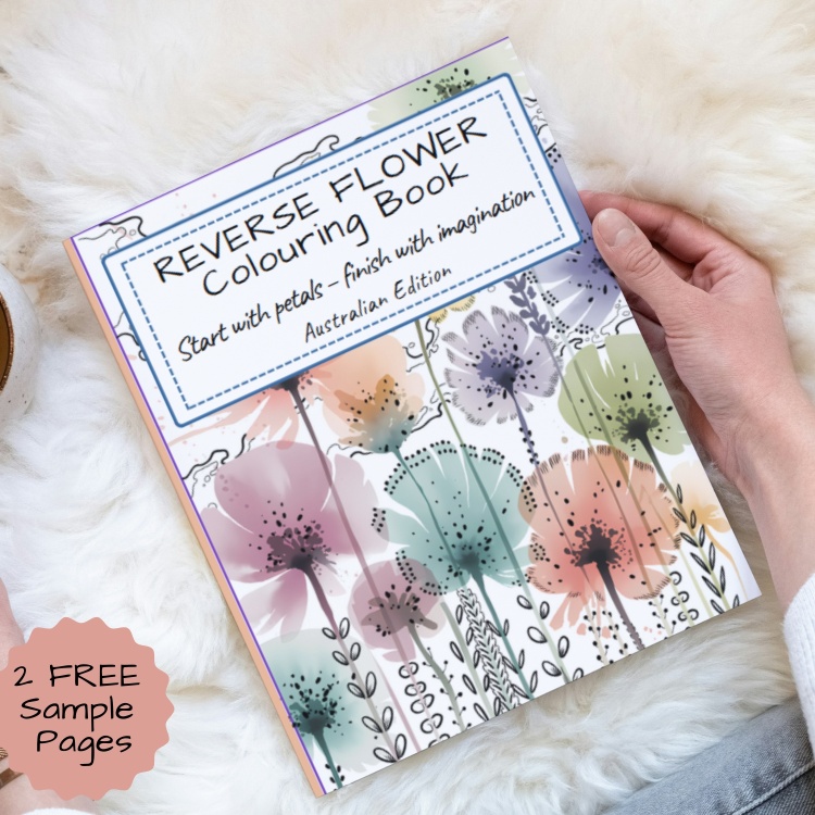Reverse Flower Colouring Book For Adults - Australian Edition