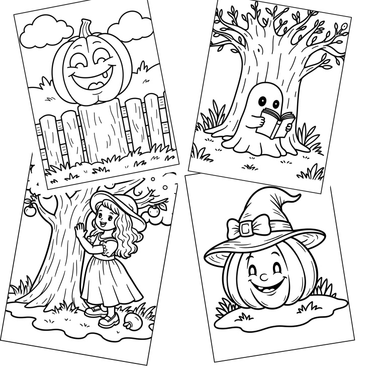 Bold & Easy Halloween Colouring Pages for Kids (ages 3-6)