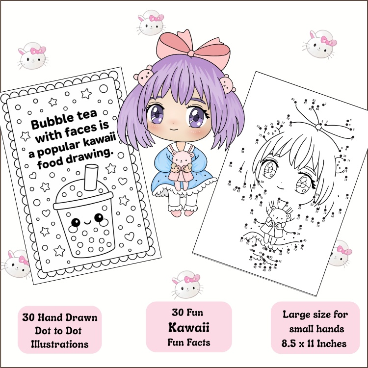 Kawaii Dot to Dot Activity Book Ages 5-10