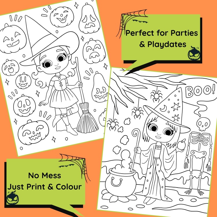 Halloween Witches Colouring Pages Ages 6-10