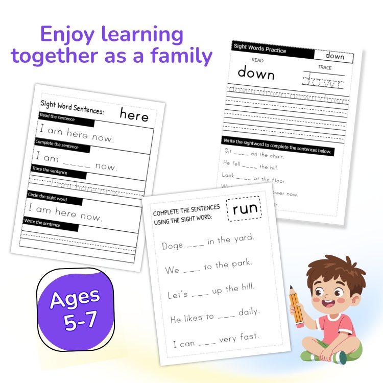Sight Word Activity Book For Kids Age 5-7