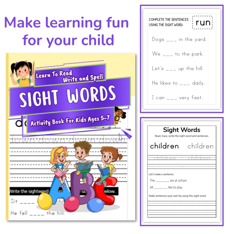 Sight Word Activity Book For Kids Age 5-7