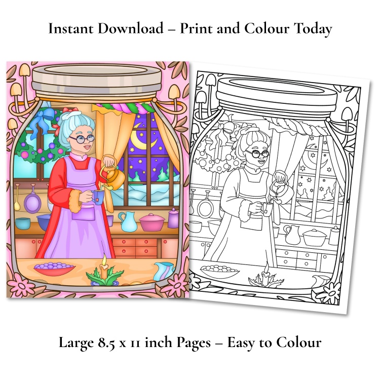 Festive Jars Printable Colouring Pack For Adults