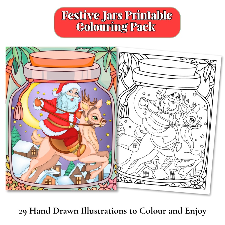 Festive Jars Printable Colouring Pack For Adults
