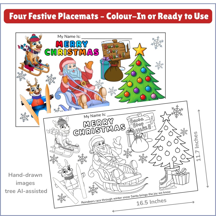 Christmas Colouring Placemats for Kids