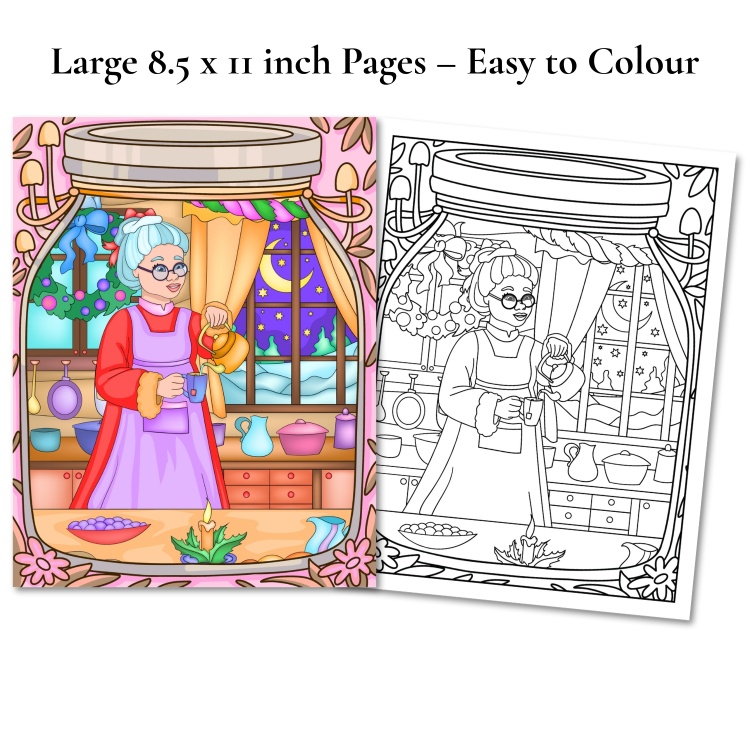 Christmas In A Jar Colouring Book For Adults