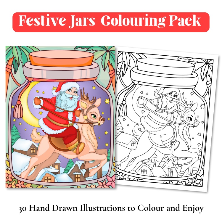 Christmas In A Jar Colouring Book For Adults