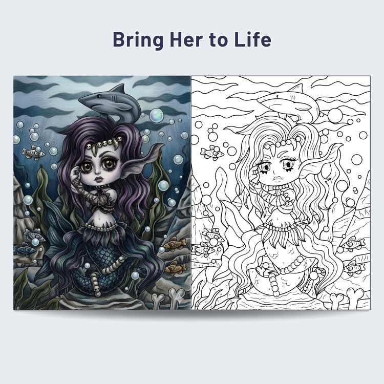Under The Sea With Gothic Girl Colouring Pages