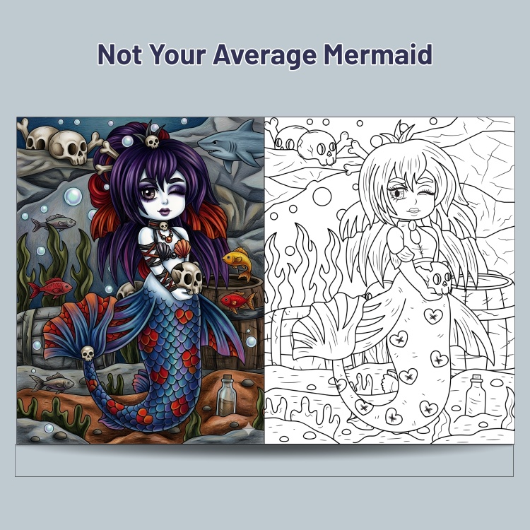 Under The Sea With Gothic Girl Colouring Pages