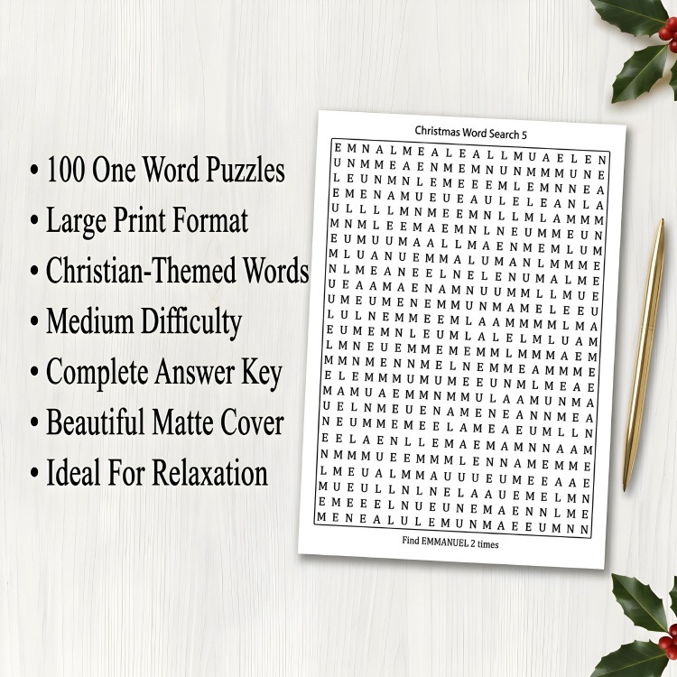 Christian Christmas Word Search Puzzle Book: Large Print