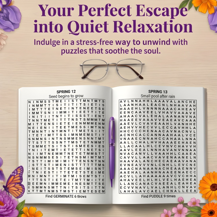 Spring Word Search Puzzle Book: Large Print