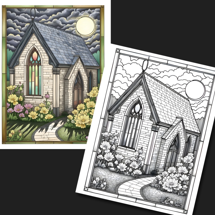 26 FREE Printable Cathedral Grayscale Coloring Pages