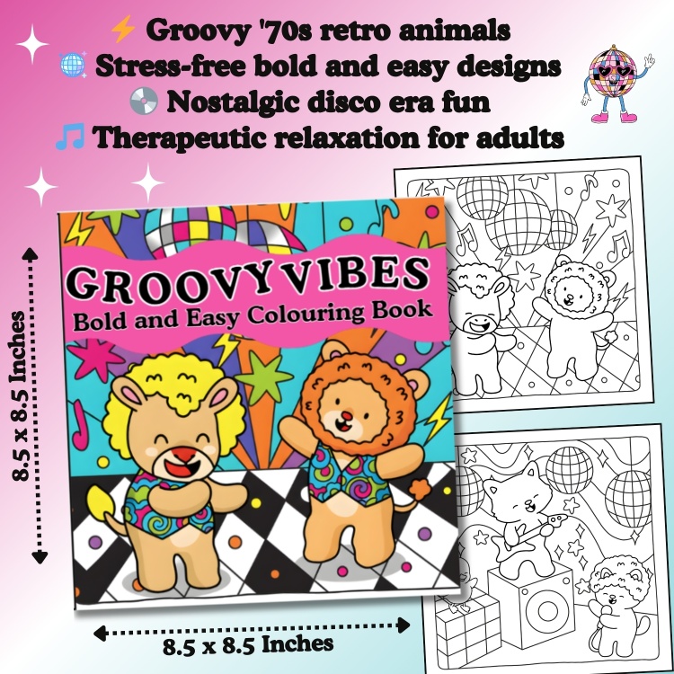 Groovy Vibes Bold and Easy Colouring Book