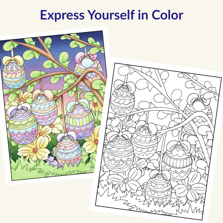 Easter Eggs and Flowers Colouring Pages