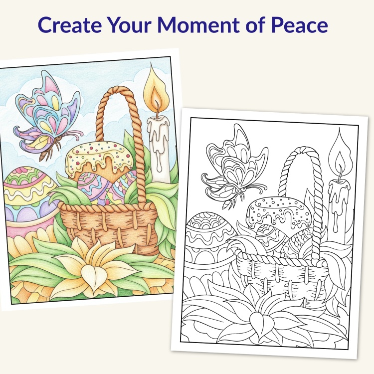 Easter Eggs and Flowers Colouring Pages