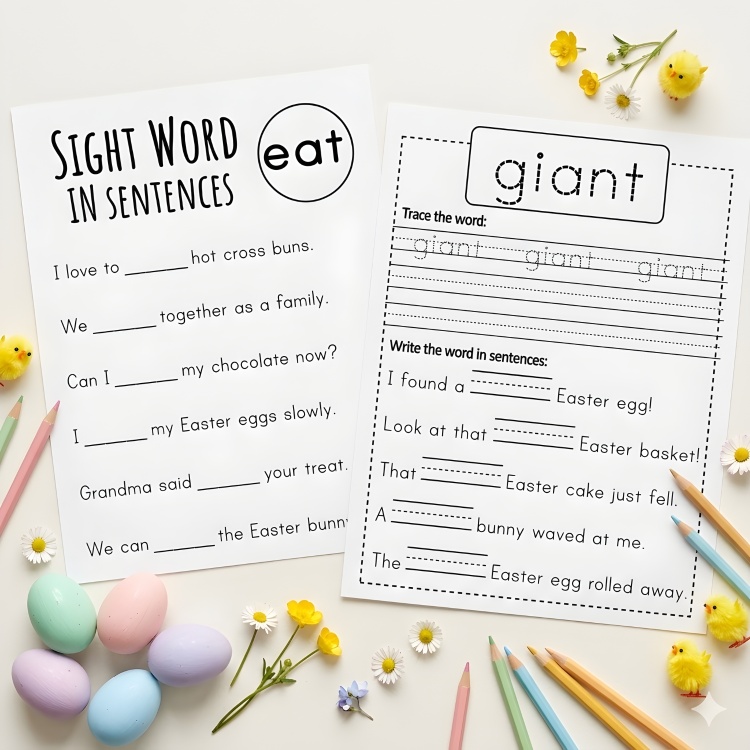 Mastering Sight Words - 50 Fun Easter Activities for Early Readers Ages 5-7