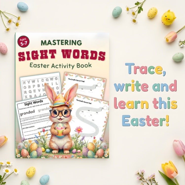 Easter Sight Words Activity Book For Kids Aged 5-7