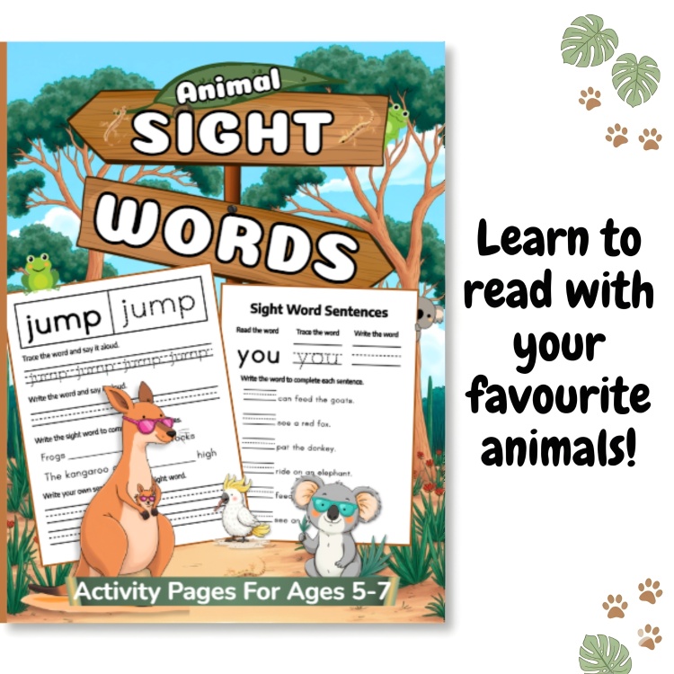 Animal Sight Words For Kids 5-7