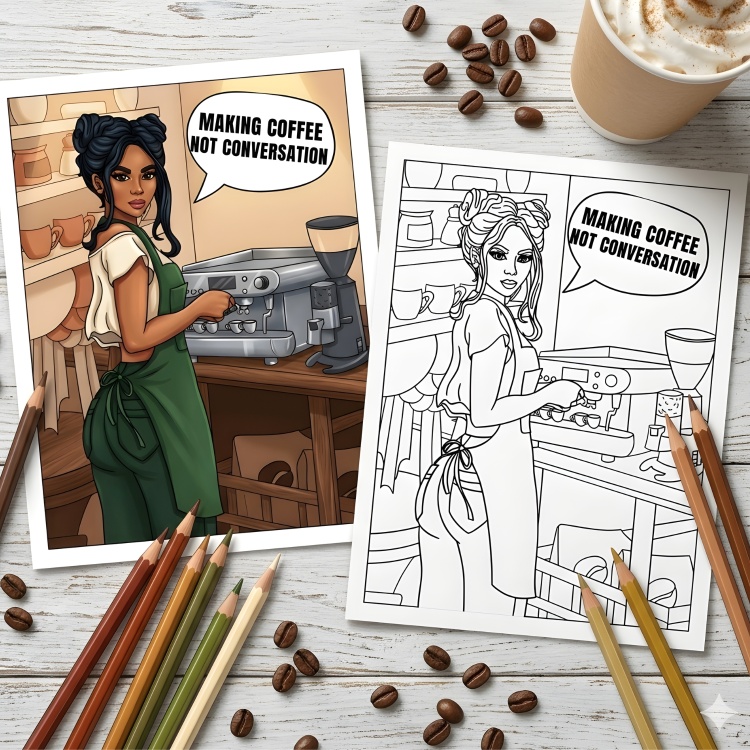 Coffee and Quotes Colouring Pages