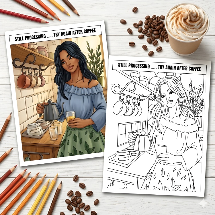 Coffee and Quotes Colouring Pages