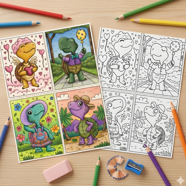 Turtley Awesome Mini Colouring Pages For Ages 5-9