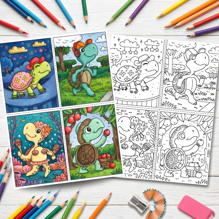 Turtley Awesome Mini Colouring Pages For Ages 5-9