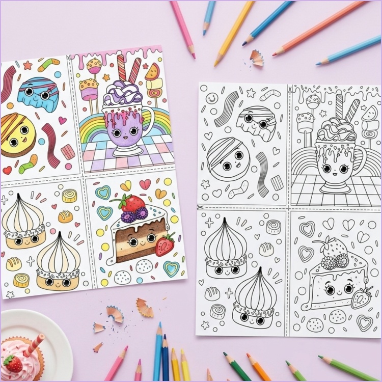 Sweet Treats Mini Colouring Pages For Kids Ages 5-9