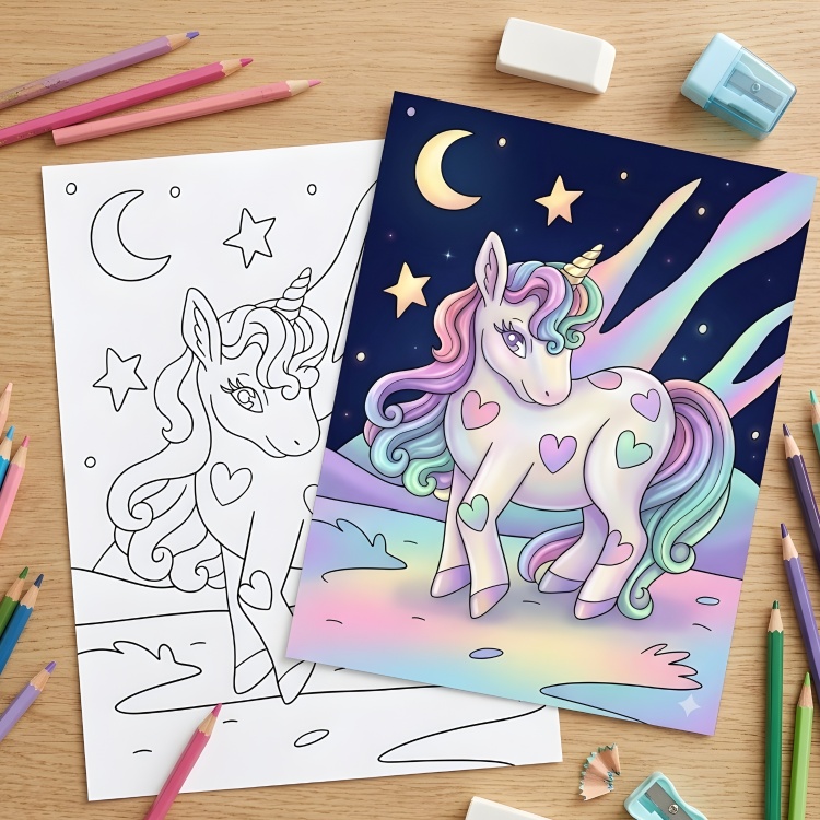 Unicorn Mini Colouring Pages