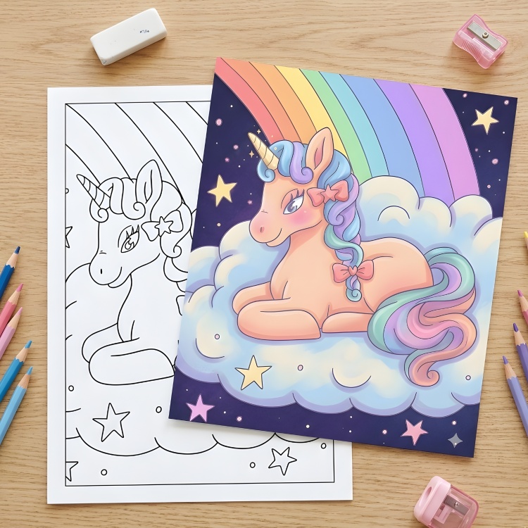 Unicorn Mini Colouring Pages
