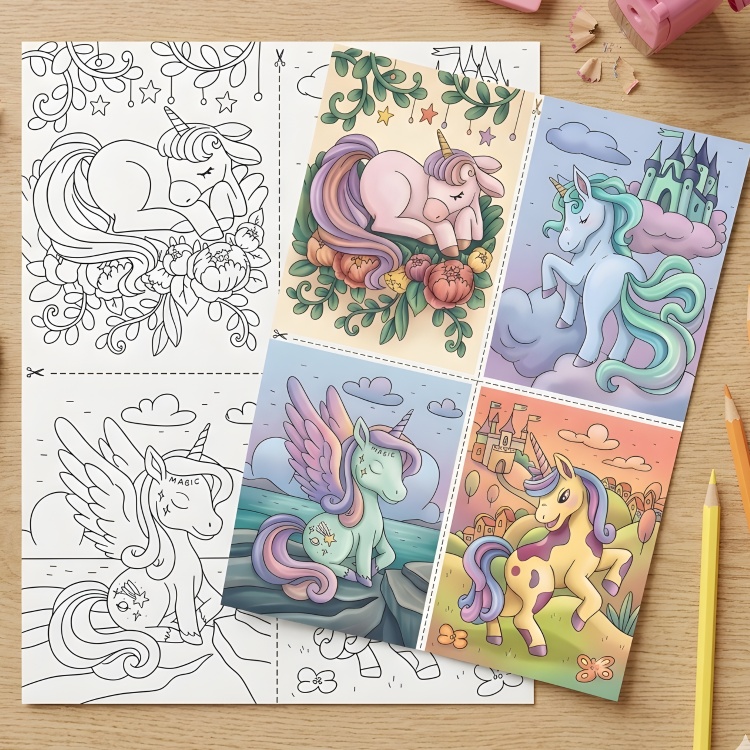 Unicorn Mini Colouring Pages