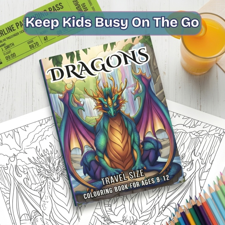 Dragons: Travel Size Colouring Book for Ages 9–12