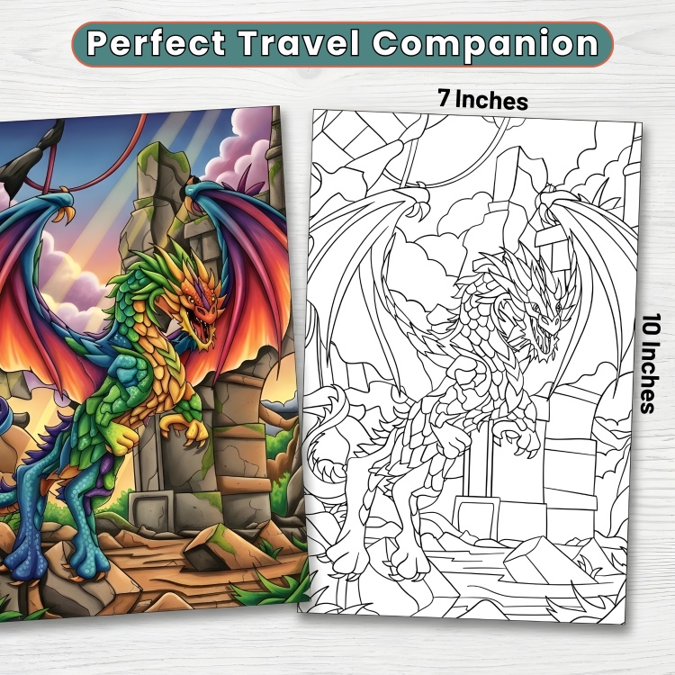 Dragons: Travel Size Colouring Book for Ages 9–12